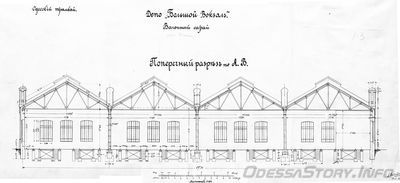 Проект Большевокзального трамвайного депо. Арх. Л. Л. Влодек, 1910. Чертёж 1913 г. из музея ОГЭТ
добавлено - http://transphoto.ru/articles/2254/?st=30
