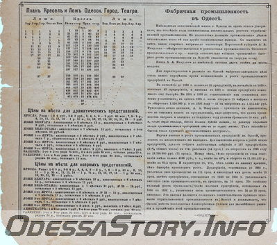 Страница из журнала 1898 г.
Цены на билеты в оперном театре
